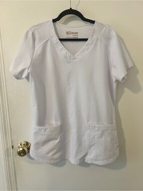 Grey's Anatomy Women's White V-Neck Medical Scrub Top